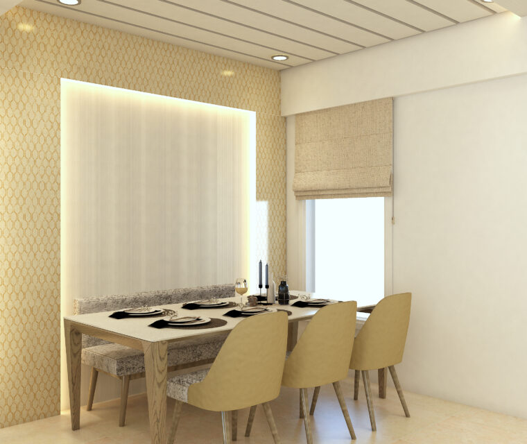Minimalist living room with media unit, beige flooring, and white armchair